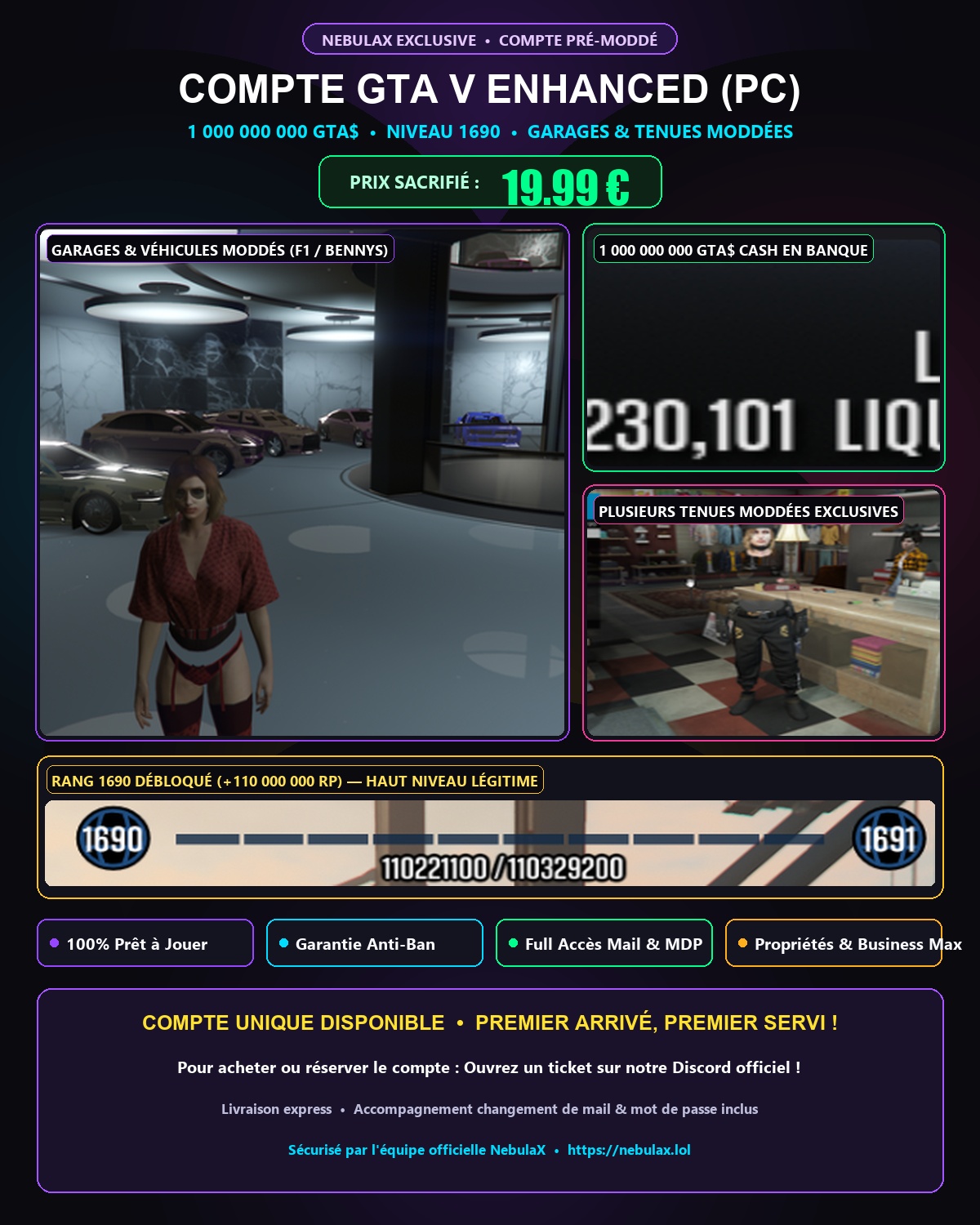 Affiche Compte GTA V Enhanced Prêt à Jouer - 19.99€